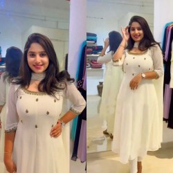 Stunning white stitched Anarkali suit